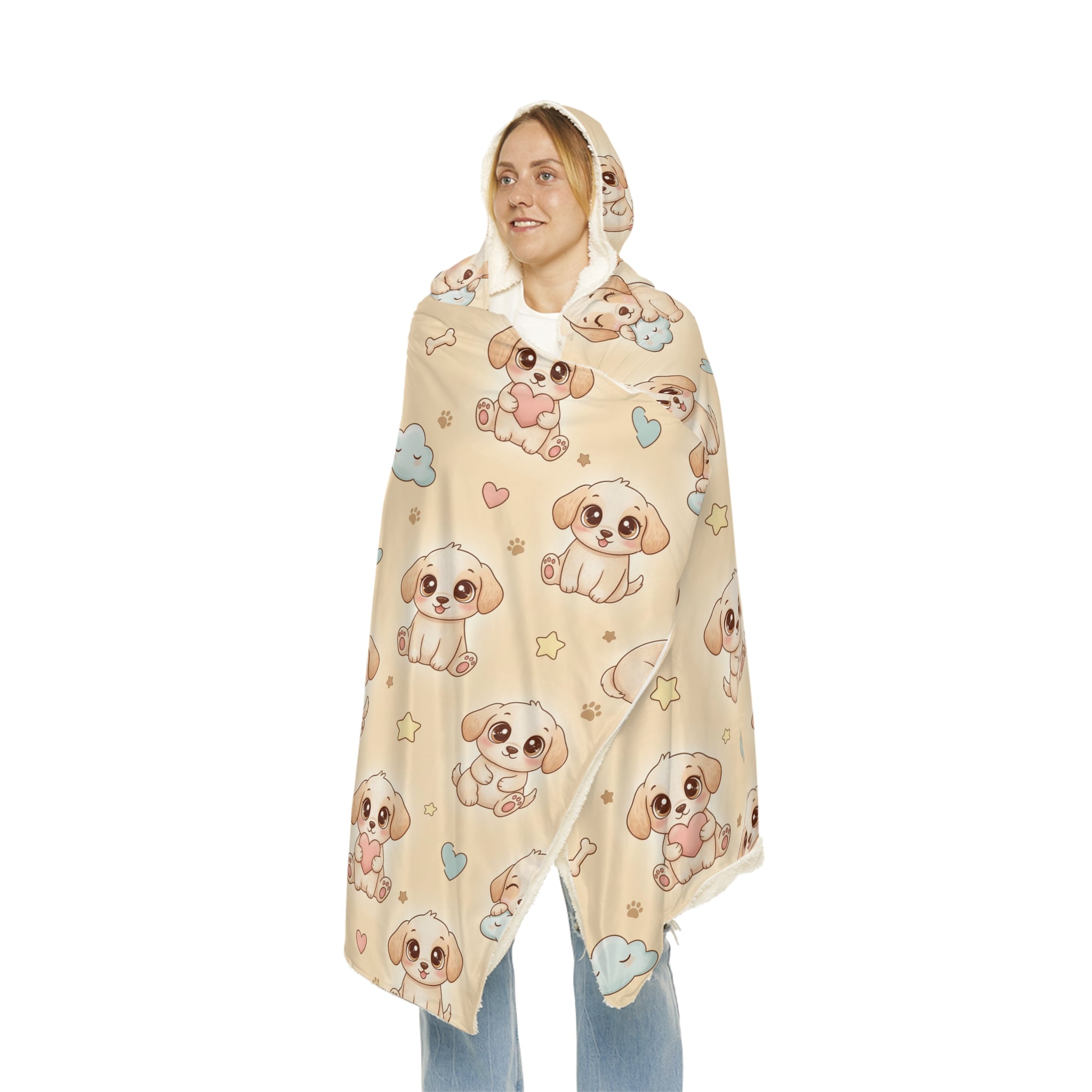 Cute Puppy Hooded Blanket – Plush Snuggle Throw with Adorable Cartoon Dogs