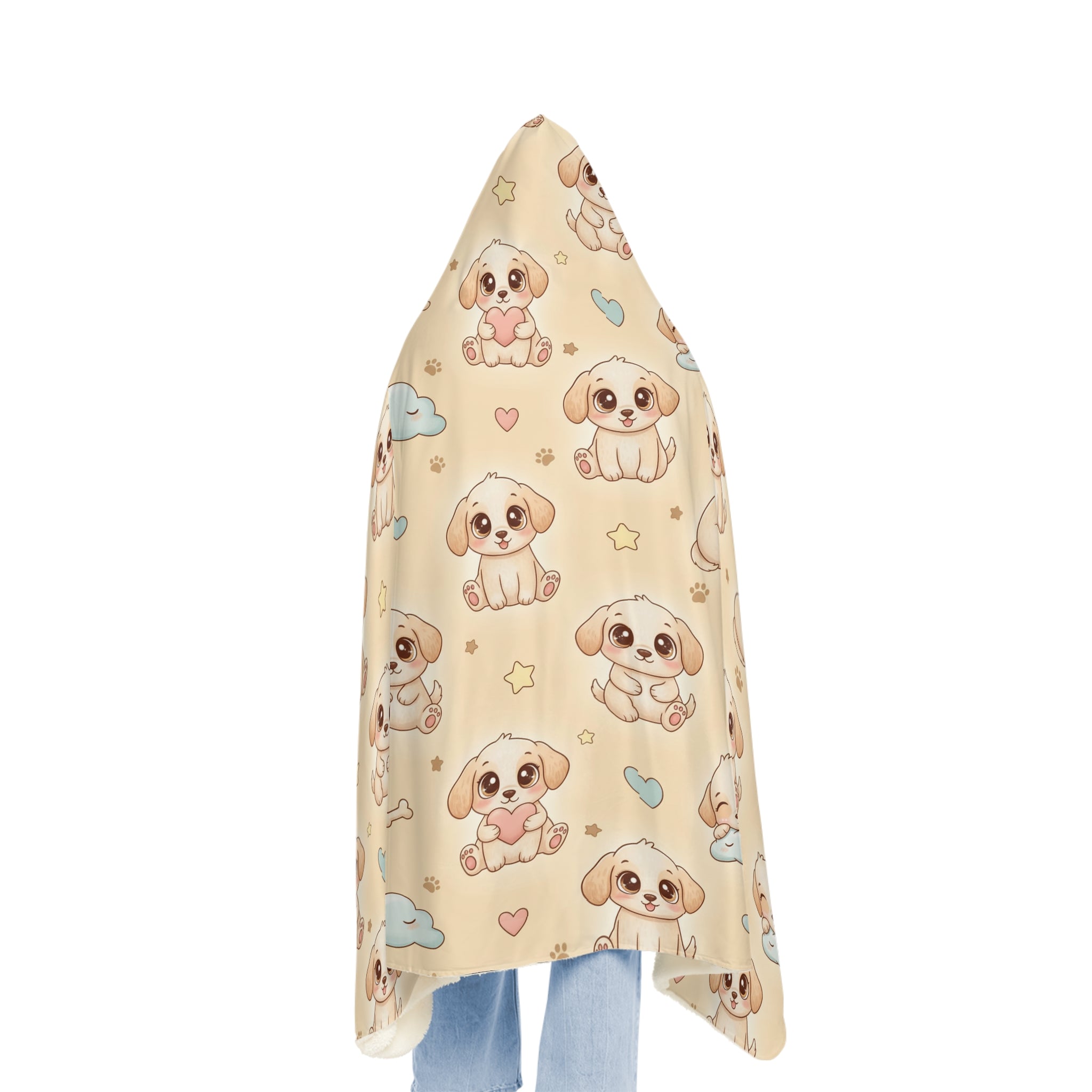 Cute Puppy Hooded Blanket – Plush Snuggle Throw with Adorable Cartoon Dogs