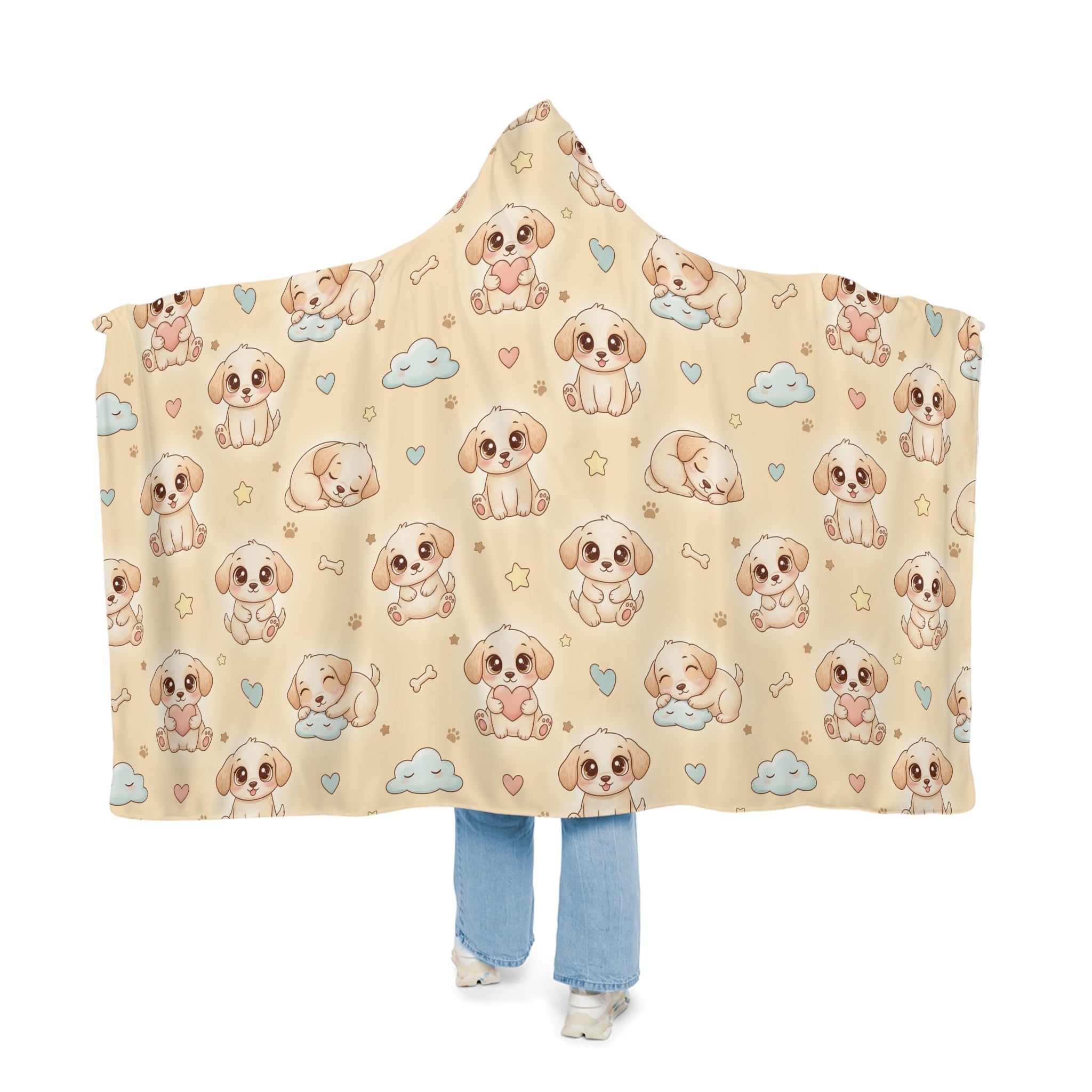 Cute Puppy Hooded Blanket – Plush Snuggle Throw with Adorable Cartoon Dogs